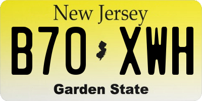 NJ license plate B70XWH
