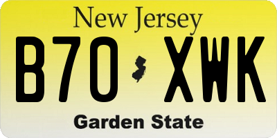 NJ license plate B70XWK
