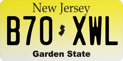 NJ license plate B70XWL
