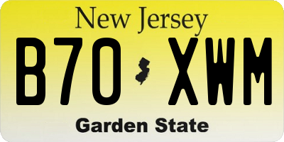 NJ license plate B70XWM