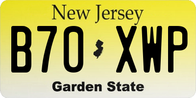NJ license plate B70XWP