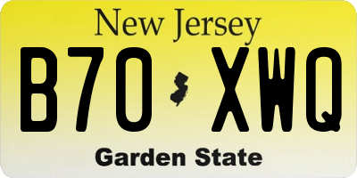 NJ license plate B70XWQ