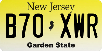 NJ license plate B70XWR