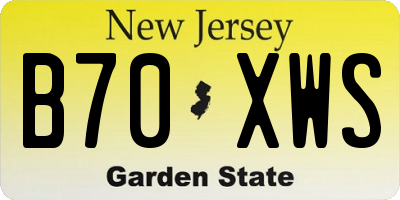 NJ license plate B70XWS