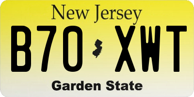 NJ license plate B70XWT
