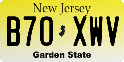 NJ license plate B70XWV