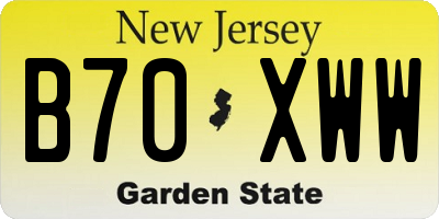 NJ license plate B70XWW