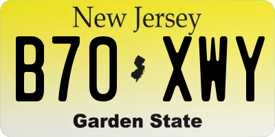 NJ license plate B70XWY