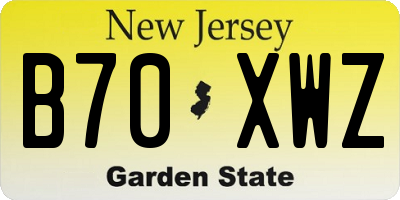 NJ license plate B70XWZ