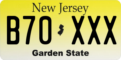 NJ license plate B70XXX