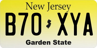 NJ license plate B70XYA