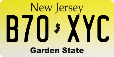 NJ license plate B70XYC