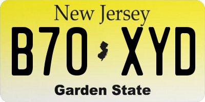 NJ license plate B70XYD