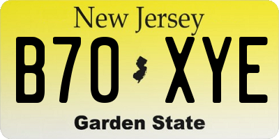 NJ license plate B70XYE