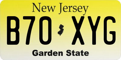 NJ license plate B70XYG