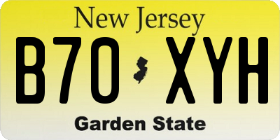 NJ license plate B70XYH