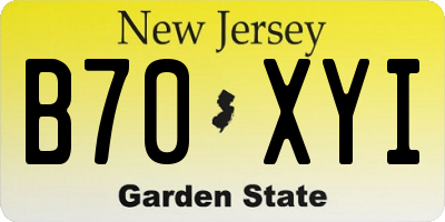 NJ license plate B70XYI