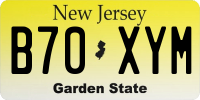 NJ license plate B70XYM