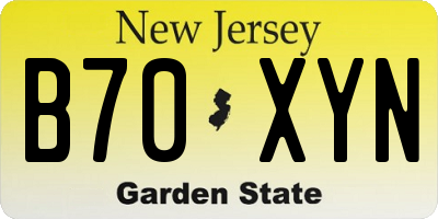 NJ license plate B70XYN