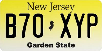 NJ license plate B70XYP