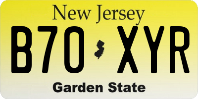 NJ license plate B70XYR