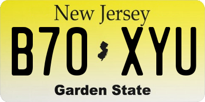 NJ license plate B70XYU
