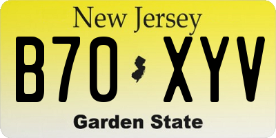 NJ license plate B70XYV