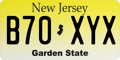 NJ license plate B70XYX