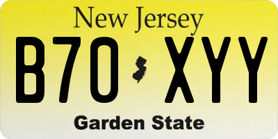 NJ license plate B70XYY