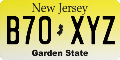 NJ license plate B70XYZ