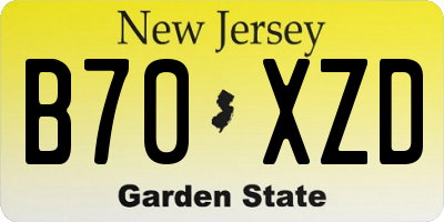 NJ license plate B70XZD