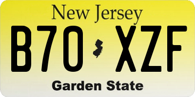 NJ license plate B70XZF