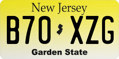 NJ license plate B70XZG
