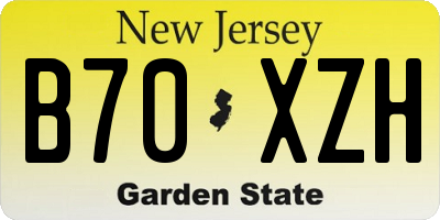 NJ license plate B70XZH