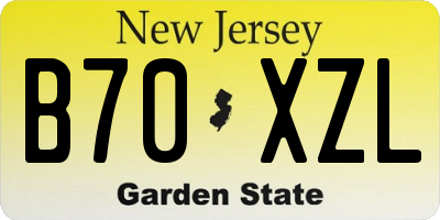 NJ license plate B70XZL