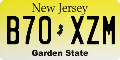 NJ license plate B70XZM
