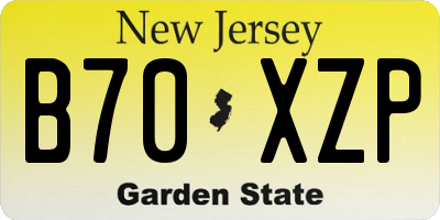 NJ license plate B70XZP