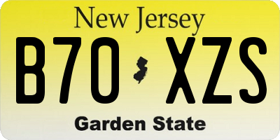 NJ license plate B70XZS