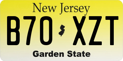 NJ license plate B70XZT