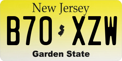 NJ license plate B70XZW