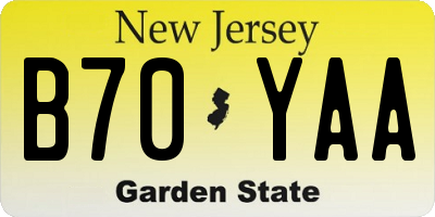 NJ license plate B70YAA