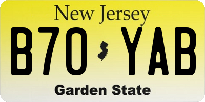 NJ license plate B70YAB