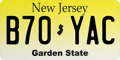 NJ license plate B70YAC