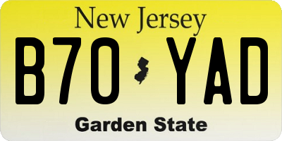 NJ license plate B70YAD