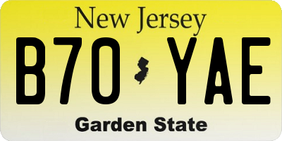 NJ license plate B70YAE