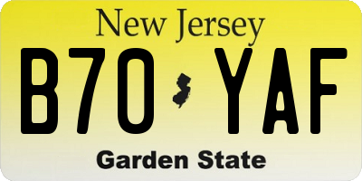 NJ license plate B70YAF