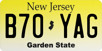NJ license plate B70YAG
