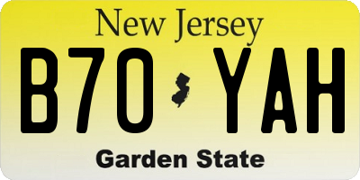 NJ license plate B70YAH