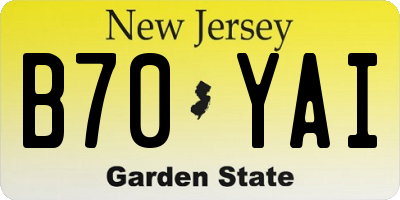 NJ license plate B70YAI