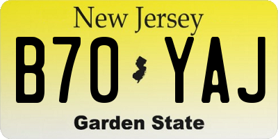 NJ license plate B70YAJ